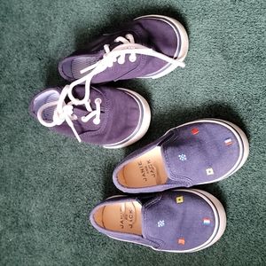Janie and Jack shoes, slip on loafers and canvas sneakers, navy blue, size 6